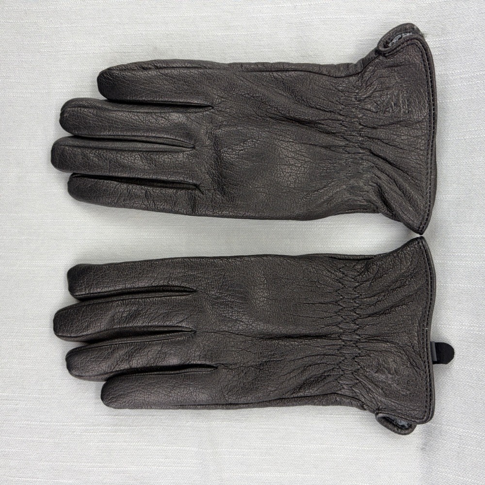 Deerskin Leather Gloves Men XL Black Faux Fur Lined Warm Winter Driving Pebbled